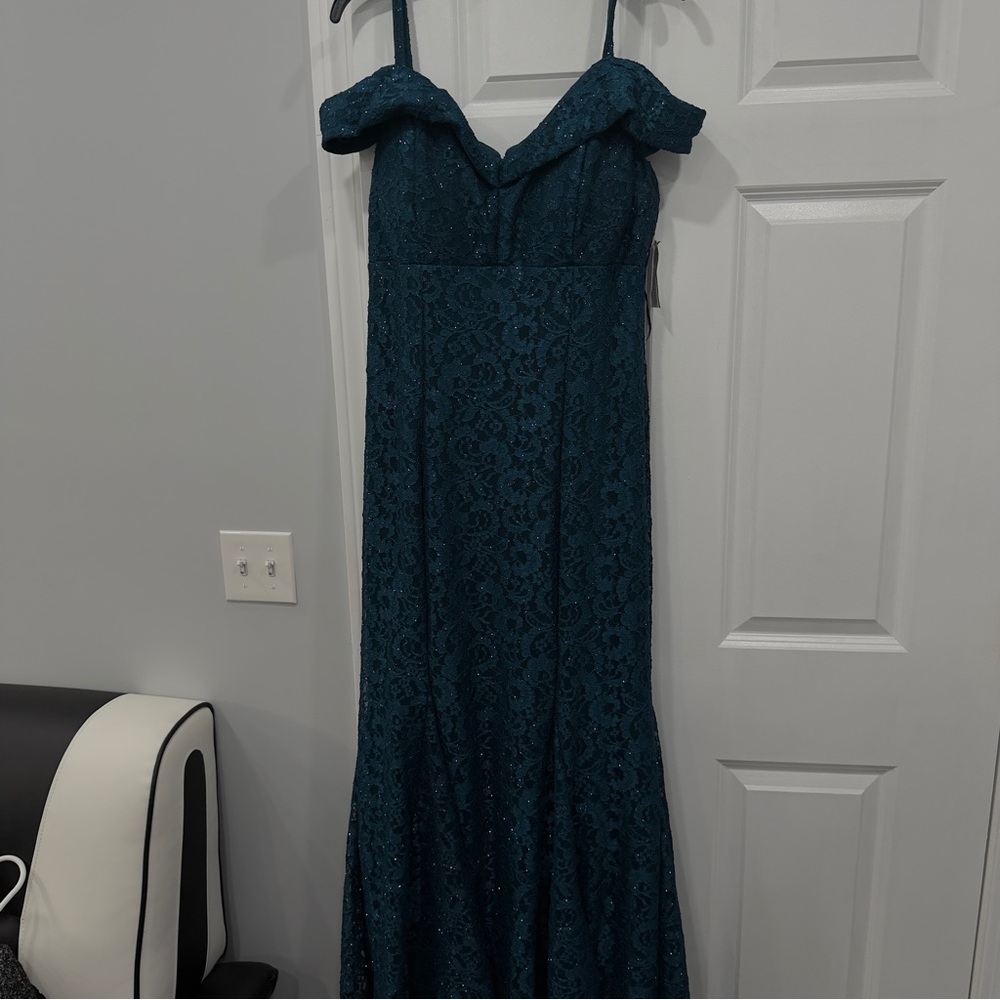 Never worn  Strapless Teal Lace Dress